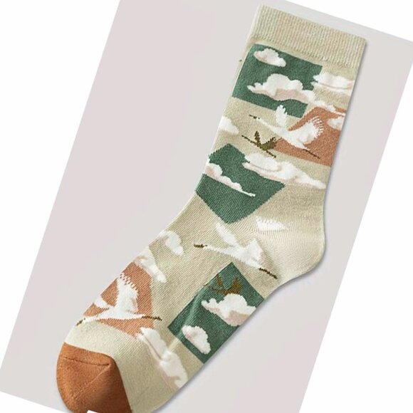 Nature Pattern Cotton Socks 4 Pair Med - Picture 5 of 7